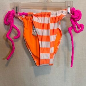 AA-611 Aerie‎ NWT Cheekiest Orange & White Stripe Side Tie Bikini Bottoms Size M
